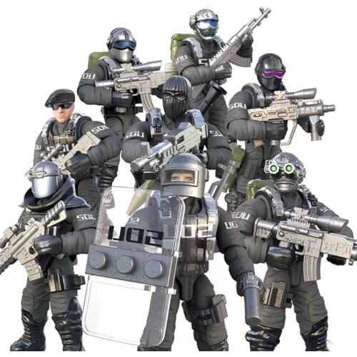 City counter-terrorism swat figures building blocks mega modern military soldier super police Corps minifigs weapons toys gifts