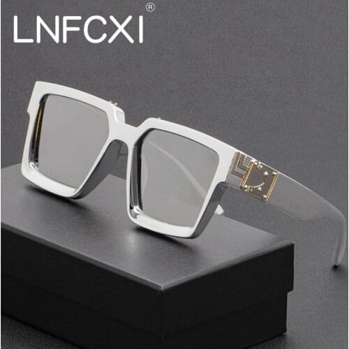 LNFCXI 2021 New Color Retro Square Sunglasses Women Gradient Mirror Eyewear Brand Designer Men Fashion Shades UV400 Sun Glasses