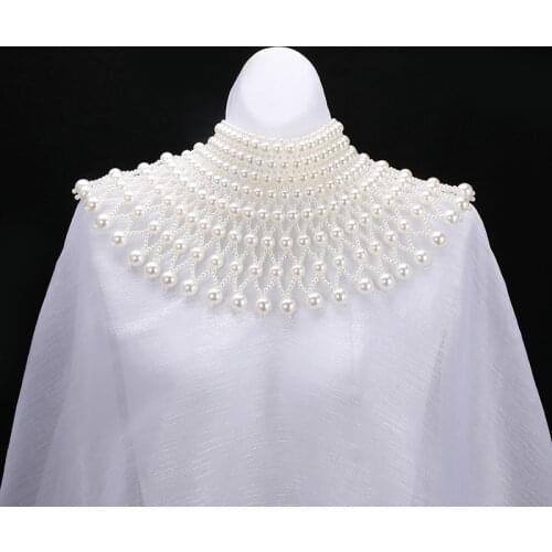 Fashion necklace pearl wedding dress shoulder chain accessories handmade beads design brand for women jewelry wholesale