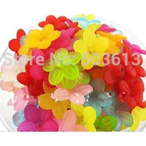 Fashion Plastic Loose Beads Mixed Color Acrylic Flower Beads DIY Loose Beads 100 pieces xzb111