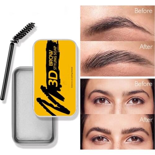 3D Soap Brows Kit, Eyebrow Freeze Styling Wax Waterproof Eyebrows Enhancer Shaping Clear Tint Gel Makeup Balm Pomade Cosmetics