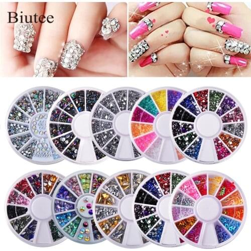 Biutee 10pcs/set Nails Decoration Nail Art Diamond Boxes Shiny Diamonds Acrylic Box Various Colors Nail Decoration Kit Nail 3D