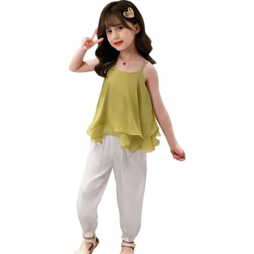 Girls Clothes Solid Vest + Short Teenage Girls Clothing Casual Style Girls Sets Summer Kid Clothes 6 8 10 12 14