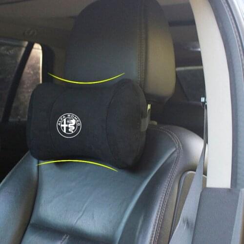 Car Seat Headrest Deerskin Neck Pillow For Alfa Romeo Giulia Stelvio Giulietta Mito Spider Brera Interior Supplies Auto Parts