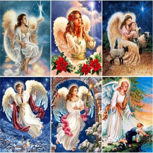 Painting By Numbers Angel Figures On Canvas Acrylic Paint For Adults Wall Art Oil Picture Drawing Coloring By Number Home Decor