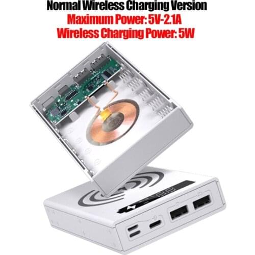 Detachable LCD Display DIY 5x18650 Battery Case Power Bank Wireless Charging Box