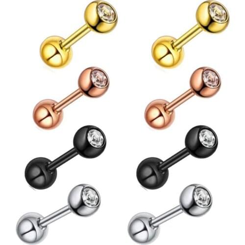 TIANCIFBYJS 16G Stainless Steel Mens Womens Stud Earrings Cartilage Ear Piercings Helix Tragus Barbell