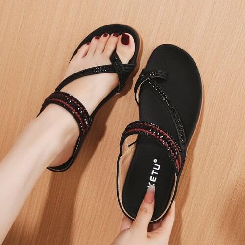 Crystal Womens Slipper Summer Casual Beach Shoe Anti-slip Flat Breathable Flip Flops Design Thick-soled Outdoor Leisure Sandals