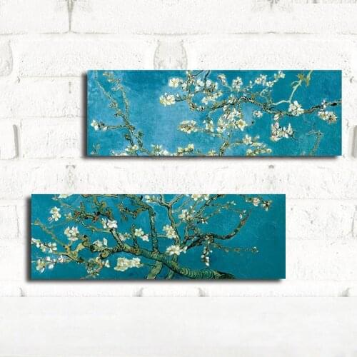 Van Gogh Blossoming Almond Tree Impressionist Landscape Oil Painting Poster Print on Canvas Art Wall Picture for Living Room