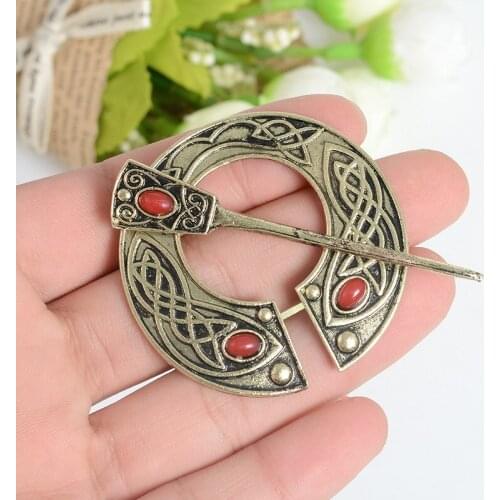 Vintage Style Punk Crystal Penannular Brooch Cloak Pin Scarf Buckle Medieval Norse Amulet Viking Jewelry Viking style Pins