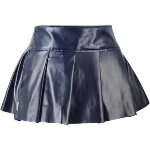 Goth Sexy Women Black Faux Leather Mini Skirt Steampunk Dance Party Club Skirt Halloween Dancing Mini Skirt Size S