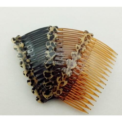 Womens fashion korean hair accessories,16 teeth 7*4.5cm ,plastic hair combs with leopard(NO:SC02)