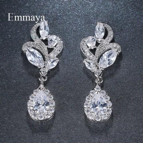 Emmaya Luxury Charm Marquise Stone Cluster Flower Earring Cubic Zirconia Dangle Earrings for Women Party Jewelry Gift