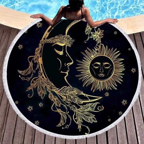 Mandala Dreamcatcher 150cm Beach Towel Tassel Round Microfiber Fabric Picnic Yoga Mat Swim Outdoor Sports Blanket Portable Cover