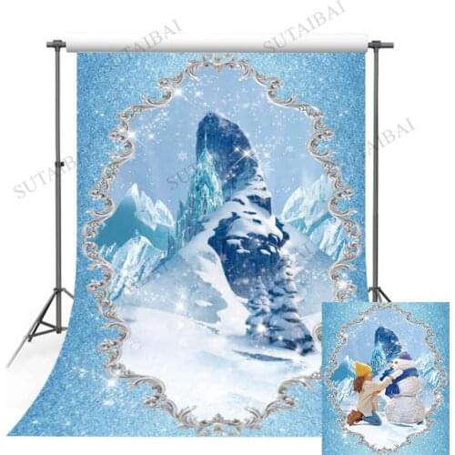 Winter Frozen Ice Castle Backdrop for Photography Kids Newborn Girl Fairytale Party Decoration Christmas Baby Shower Background