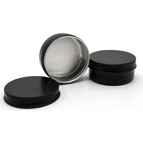 100pcs 50g Empty travel skin care cream metal black jar , 50ml small Aluminum can pot Jar cosmetic makeup container