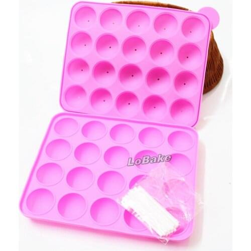 20 holes Round Ball shape Silicone lollipops mold cake baking chocolate ice lattice tasty top pops mold with plastic sticks