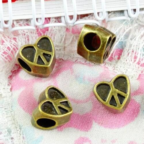 40 Pieces/Lot 9.5*10*7.8MM Antique Bronze Plated Zinc Alloy Metal Heart Shape Beads for Jewelry Making Accessories