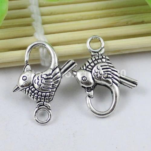 50pcs/lot Antique Silver Bronze Bird Lobster Clasp Hooks For Necklace Bracelet Jewelry Accessory Findings 22x18mm (K00786)