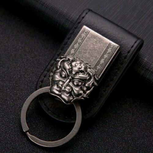 Lion keychain key ring genuine leather car key chain key holder high quality sleutelhanger chaveiro llaveros hombre