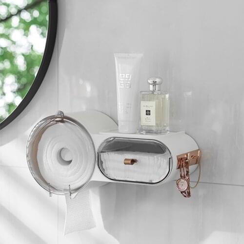 XiaoGui Washing Towel Storage Box Tissue Paper Wall-mounted Cover Dustproof No-hole Shelving Toilet Bathroom Accessories