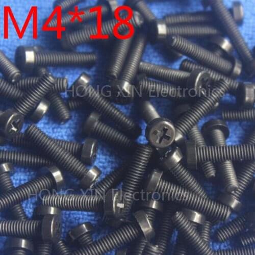 M4*18 Black 18mm 1pcs Round Head nylon Screw plastic bolts brand new RoHS compliant Fasteners Assortment PC/board DIY