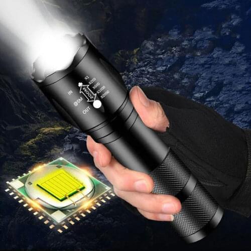 Powerful T6 LED Flashlight USB Rechargeable Tactical Bicycle Torch Waterproof Telescopic Zoom Camp Hunting Defense Light