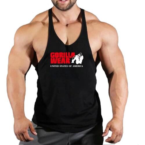 Gorilla wear fashion cotton sleeveless tank top men Fitness muscle shirt mens singlet Bodybuilding workout gym vest fitness men