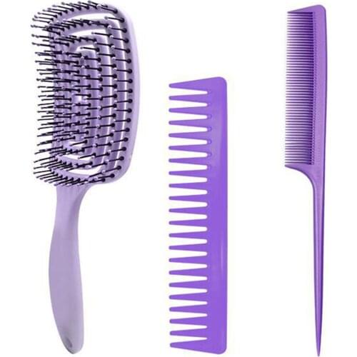 3Pcs Hair Brush Comb Set Detangling Paddle Hairbrush Women Hair Comb Styling Kit for Long Thick Thin Straight Curly Wet Dry Hair