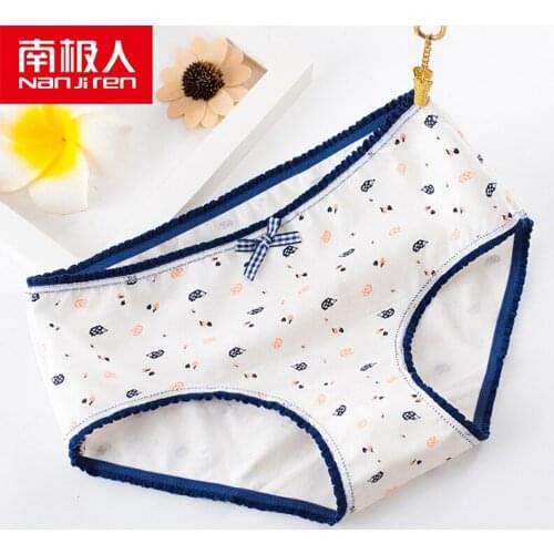 NANJIREN 5/pcs Women Briefs Cotton Print Female Underwear Large Size Underwears Panties For Girl Comfoutable Teenage Shorts