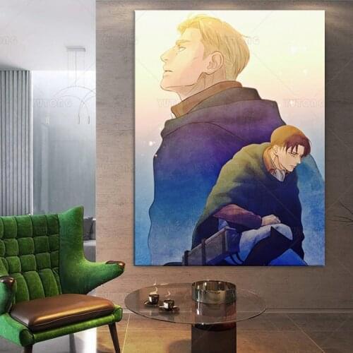 Wall Art Attack on Titan Canvas Painting HD Printed Erwin and Levi Anime Poster Modular Sunshine Pictures Home Decor Framework