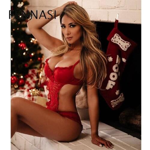 FENNASI 2021 New Women Sexy Hot Lace Erotic Lingerie Set Underwear Thongs Panties Costumes Bodysuit See-Through Pajamas