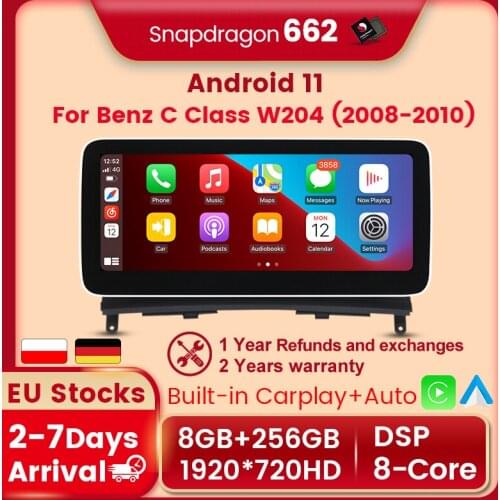 New! 8GB+128GB DSP Android 10 Carplay Car Radio DVD Player For Mercedes Benz C Class W204 C180 C200 C220 C300 C350 2008-2013