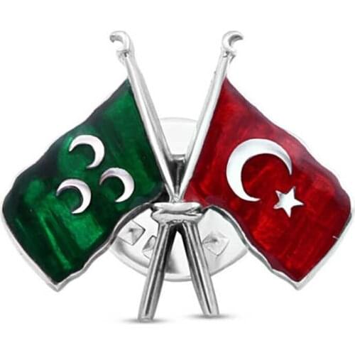 Cabochons Ottoman and Turkish Flag 925 K Silver Badge