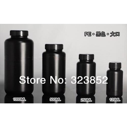 Amber Plastic Bottle Reagent Bottle PE Storage Wide Mouth Bottle UV Light Proof Bottle RoHs REACH Approved 250ml Pack 4