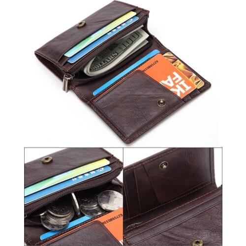 Portable Mini Leather Wallet Short Card Holder With Coin Purse & Photo Holder For Mens Small Leather Wallet