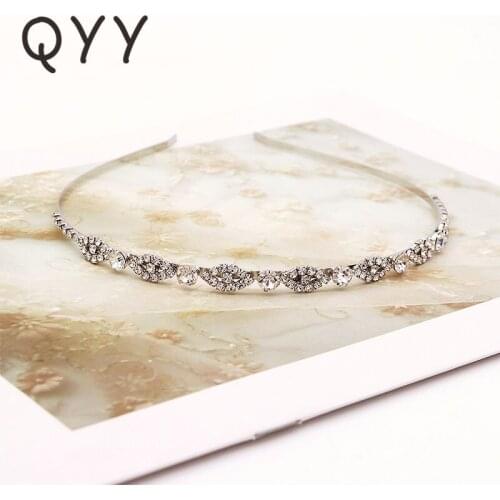 QYY Luxury Rhinestone Flower Bridal Tiaras Crown Wedding Hair Jewelry Dress Accessories Women Princess Crown Headband Gifts