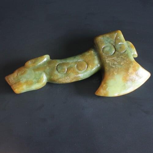 Carved Chinese Old Jade animal Hatchet Axe Collection home decor