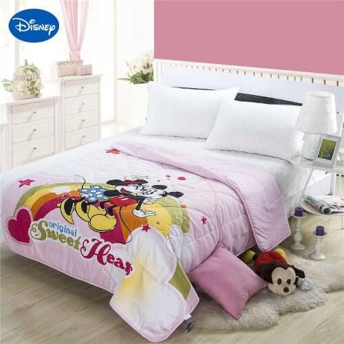 Romantic Mickey Minnie Mouse Summer Quilts Comforter Girls Baby Bed Disney Cartoon Bedding Cotton Fabric Single Twin Queen Soft