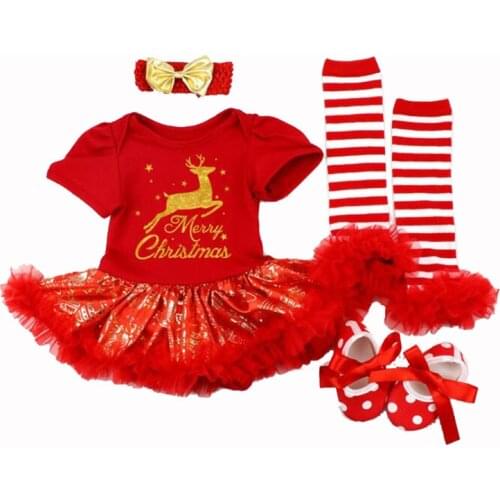 Merry Christmas Costume Baby Girl Dress Fashion Infant Toddler My First Christmas Clothes Reindeer Vestidos Newborn Romper Dress