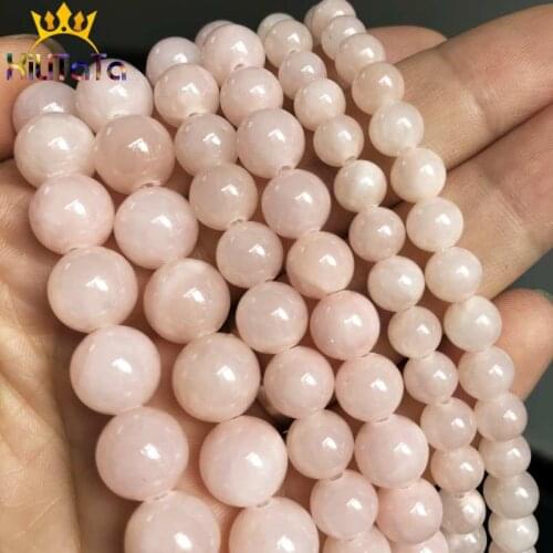 Light Pink Jades Chalcedony Stone Beads Natural Round Loose Spacer Beads For Jewelry Making DIY Bracelet 15 Inches 6/8/10/12mm
