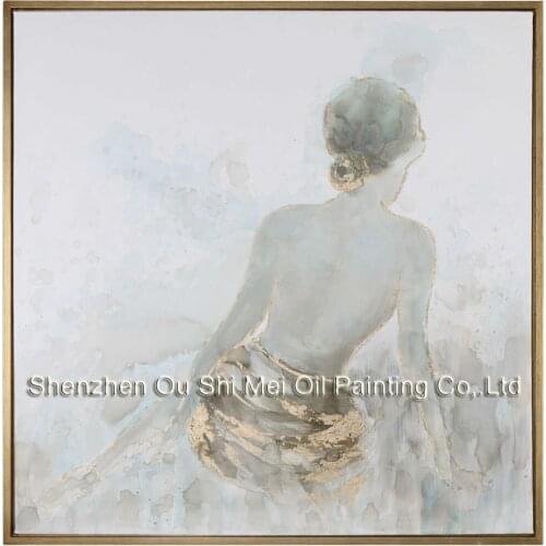 Hand Painted Gold Highlig Sexy Womans Back Figure Oil Paintings Impression Character Painting on Canvas For Living Room Decor