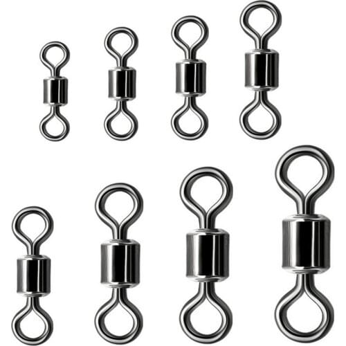 50pcs Spinning Fishing Solid Swivel Ring Lure Accessories Copper Nickel Plated Connector High Speed PJ0007