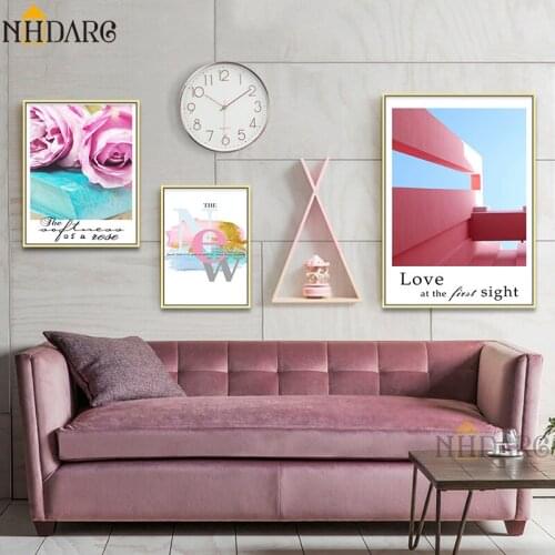 Nordic Love Flowers Scenery Text Quote Posters and Prints Canvas Painting Art Wall Pictures for Living Room Modern Home Decor