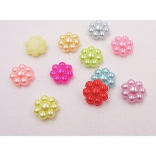 Mix color 1000pcs 10mm Imitation ABS FlatBack Cabochon Flower Pearl Beads For DIY Scrapbook Jewelry Phone Art
