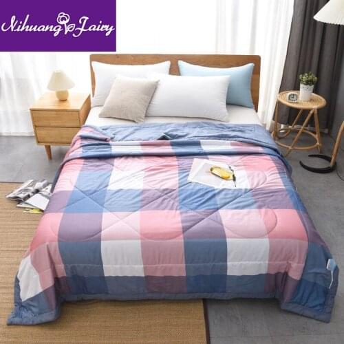 Washed cotton summer air-conditioning quilt simple plaid quilt single double student dormitory summer thin cool quilt