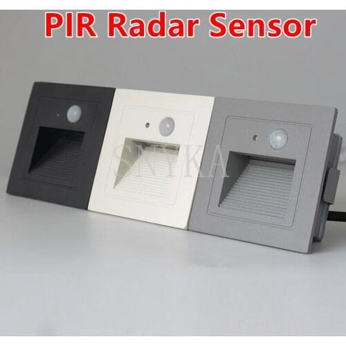 Outdoor Human Body Auto Motion Light Sensor LED stair wall light Footlight Waterproof 3W Night Down Staircase Hallway Light