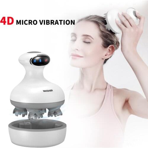 4D Smart Head Massager Waterproof Electric Scalp Massager Pressure Points to Relieve Deep Tissue Health Care With Vibration