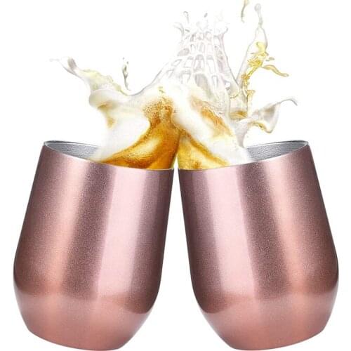 12oz Double Wall Vacuum Insulated Stainless Steel Stemless Wine Glass Travel Coffee Cup Drinks Champagne Cocktails