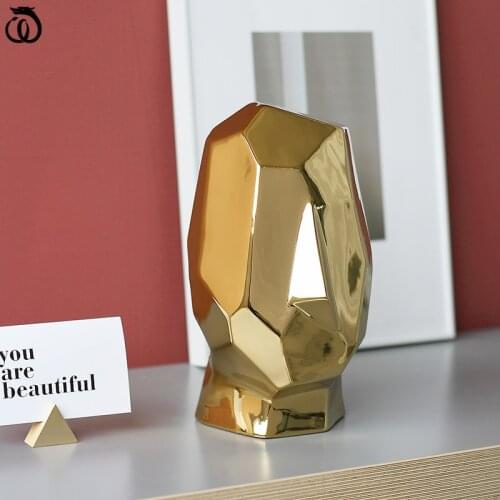 WU CHEN LONG Abstract Gold Human Head Portrait Art Sculpture Luxurious Character Figurines Ceramics Crafts Home Decoration R6376